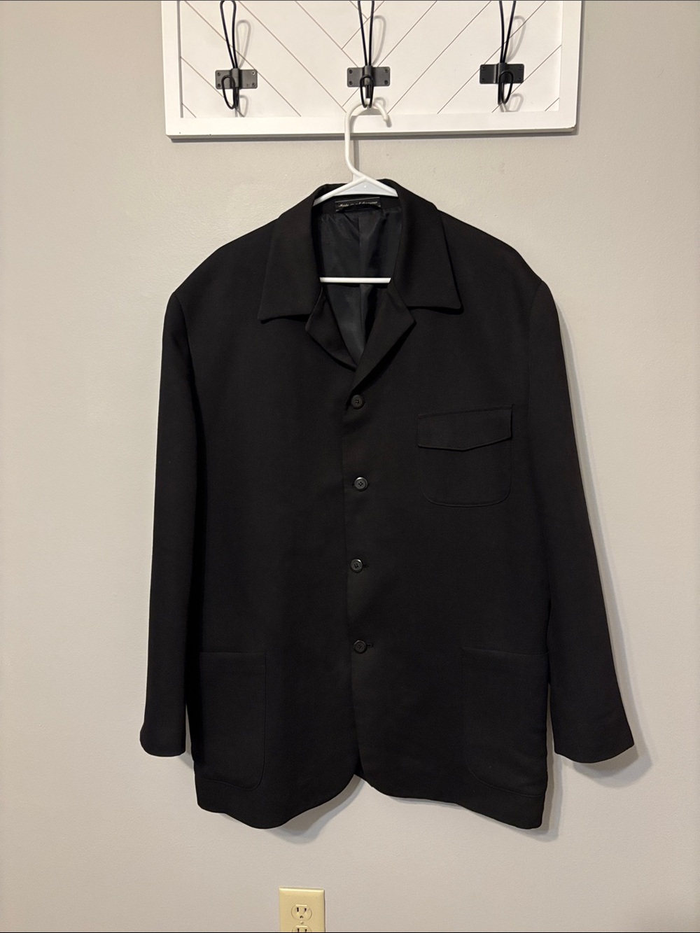 Men's Black Jeffrey Banks Easy Pieces Softwear shirt Jacket with Notch Collar